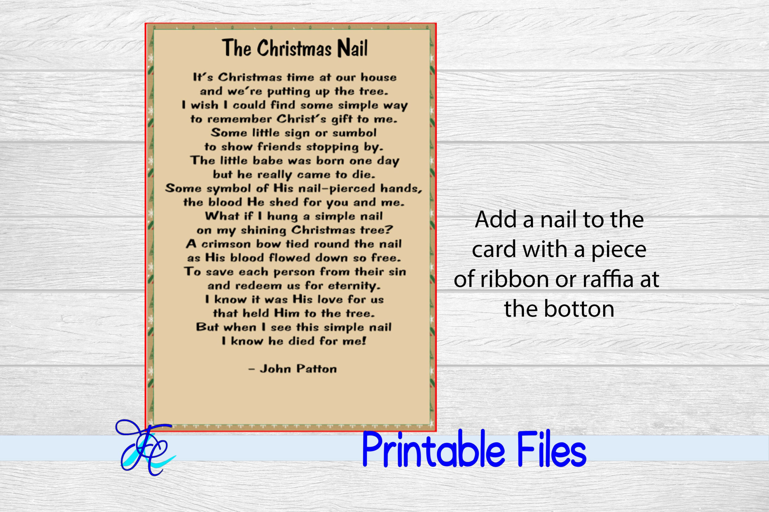 The Christmas Nail inside Christmas Nail Poem Printable