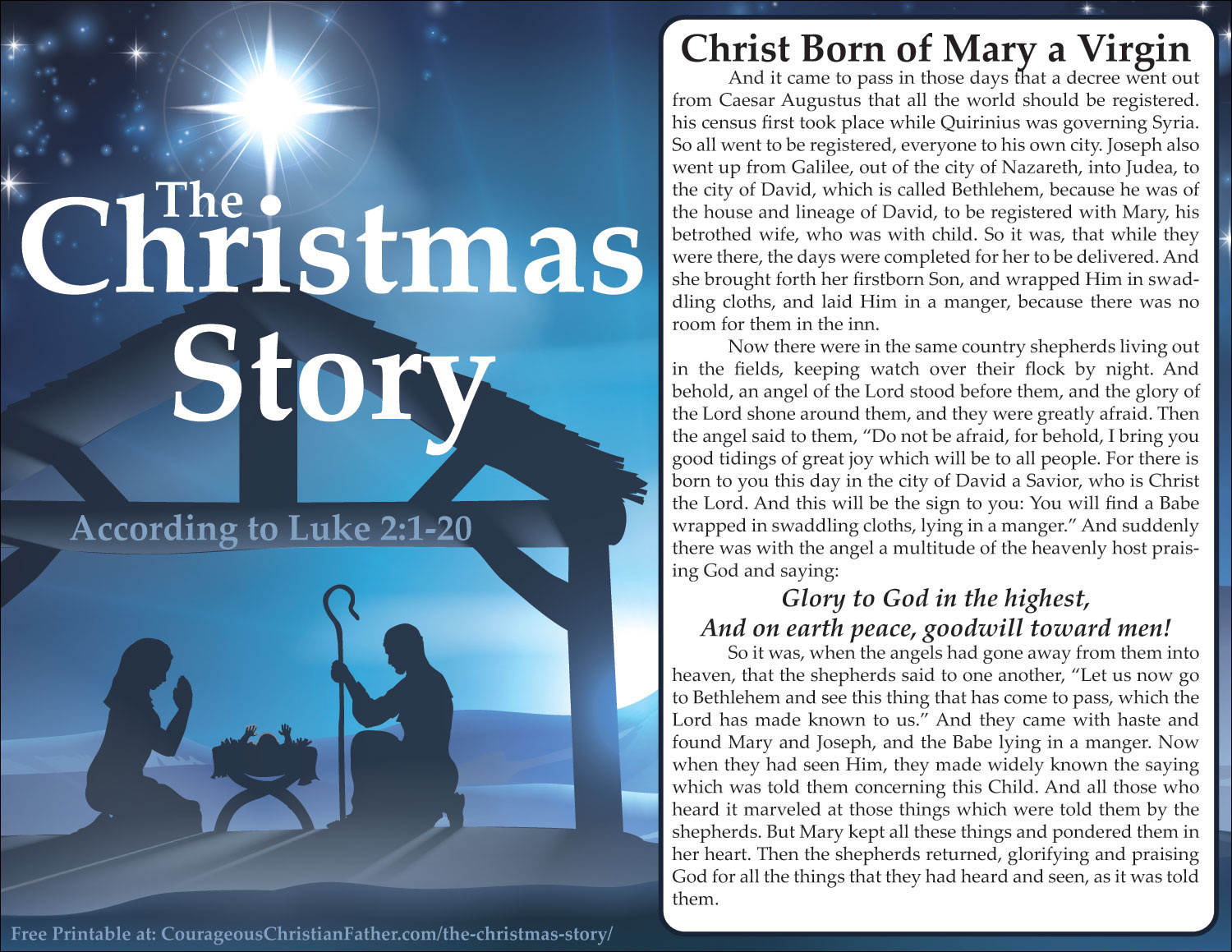 The Christmas Story intended for The Christmas Story In The Bible Printable