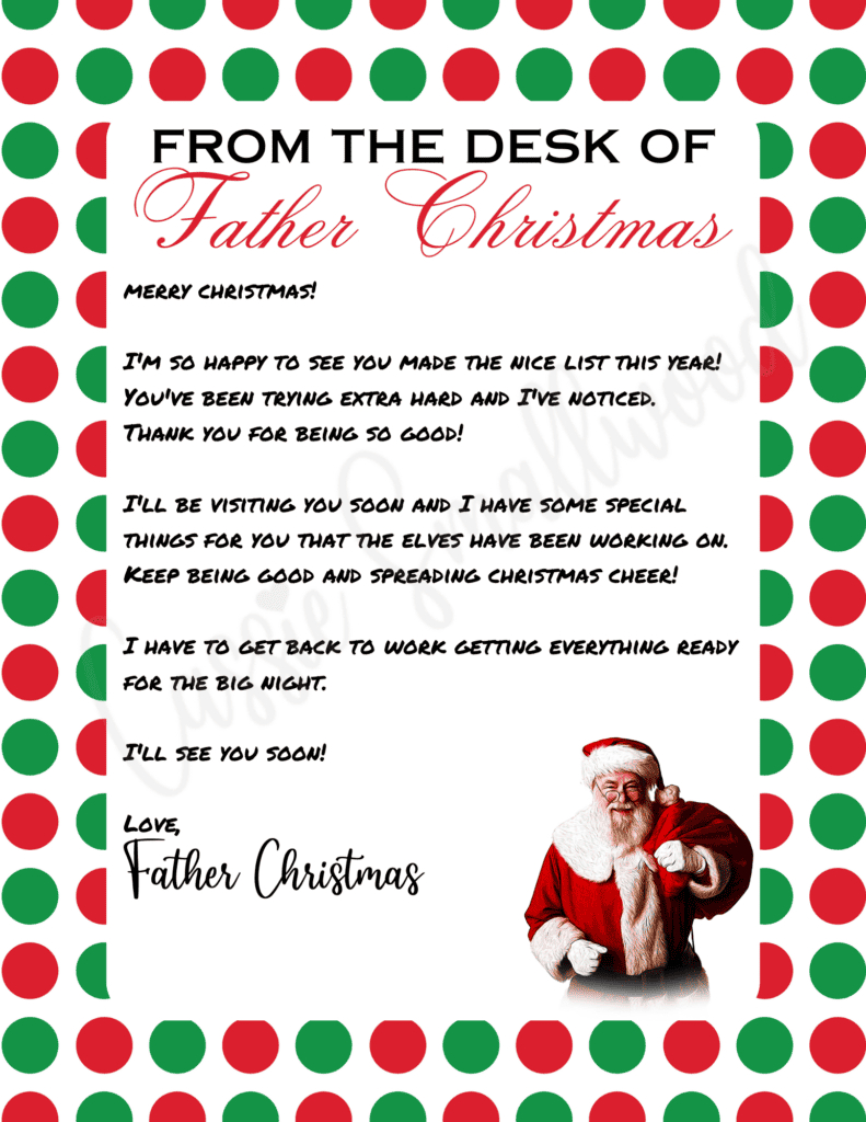 The Cutest Letters From Santa - Cassie Smallwood regarding Christmas Letter From Santa Free Printable