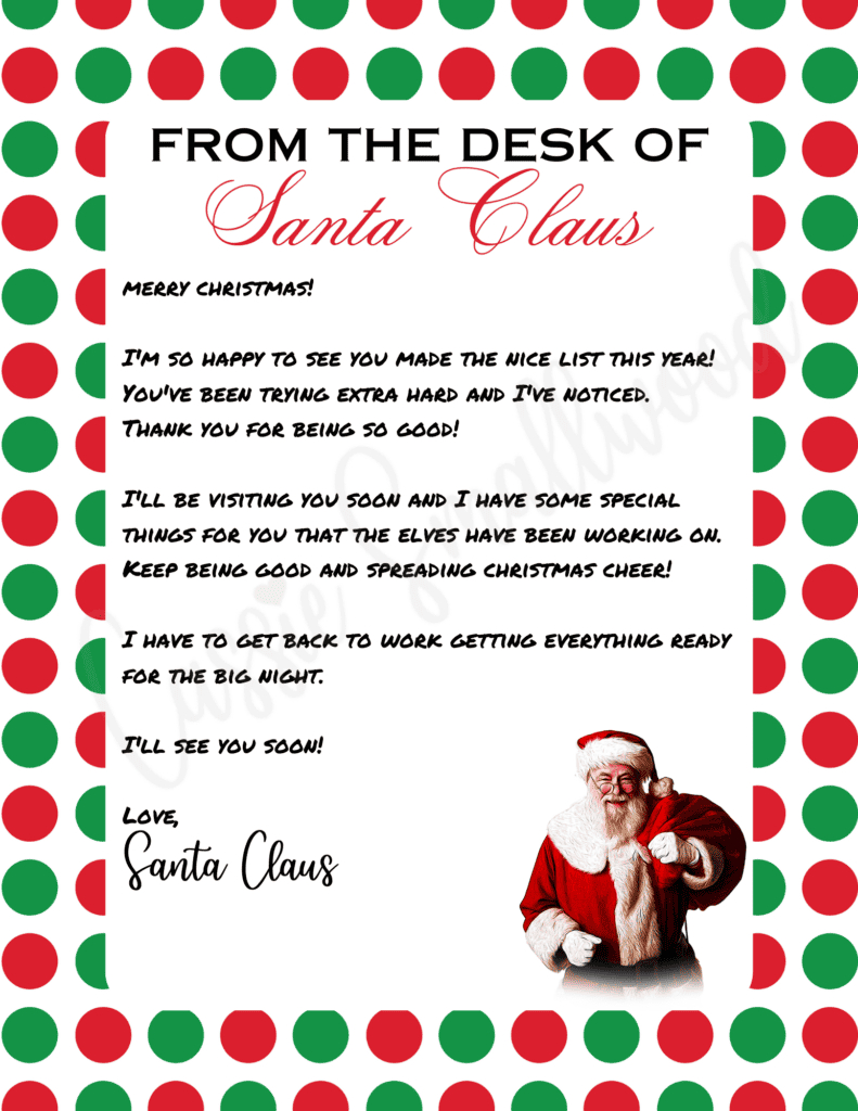 The Cutest Letters From Santa - Cassie Smallwood regarding Free Printable Santa Letter