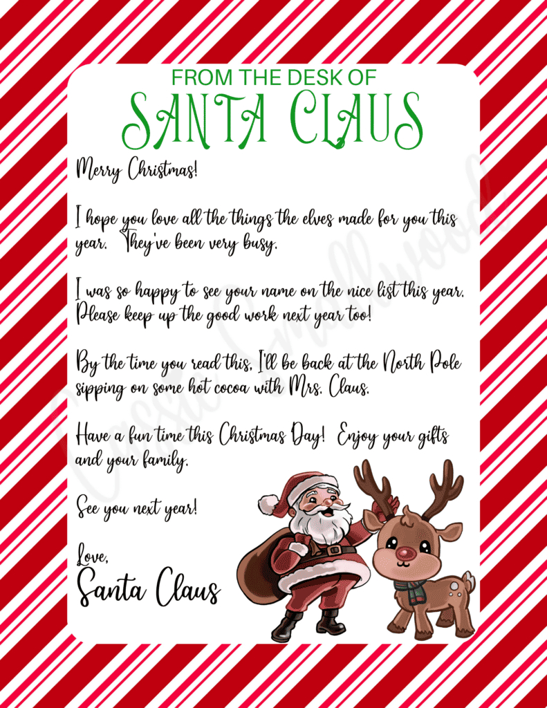 The Cutest Letters From Santa - Cassie Smallwood within Christmas Eve Letter From Santa Printable