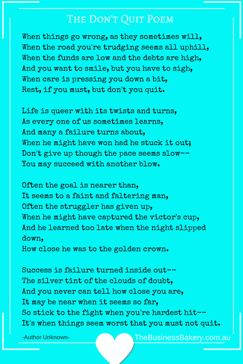 The Don'T Quit Poem - The Business Bakery - Julia Bickerstaff pertaining to Free Printable Don T Quit Poem