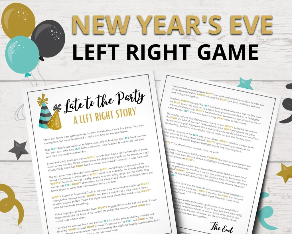 The Funniest New Year&amp;#039;S Eve Left Right Game! with New Year&amp;#039;S Left Right Game Printable
