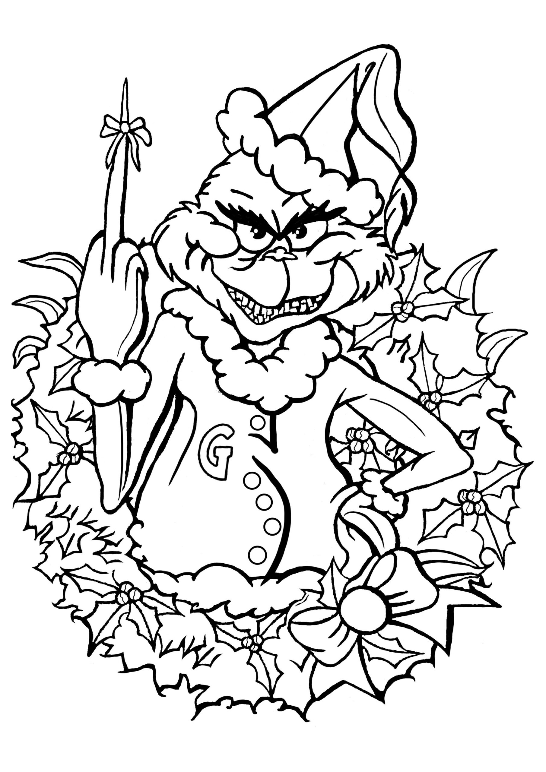 The Grinch - Christmas Coloring Pages For Adults regarding Adult Christmas Coloring Pages Printable