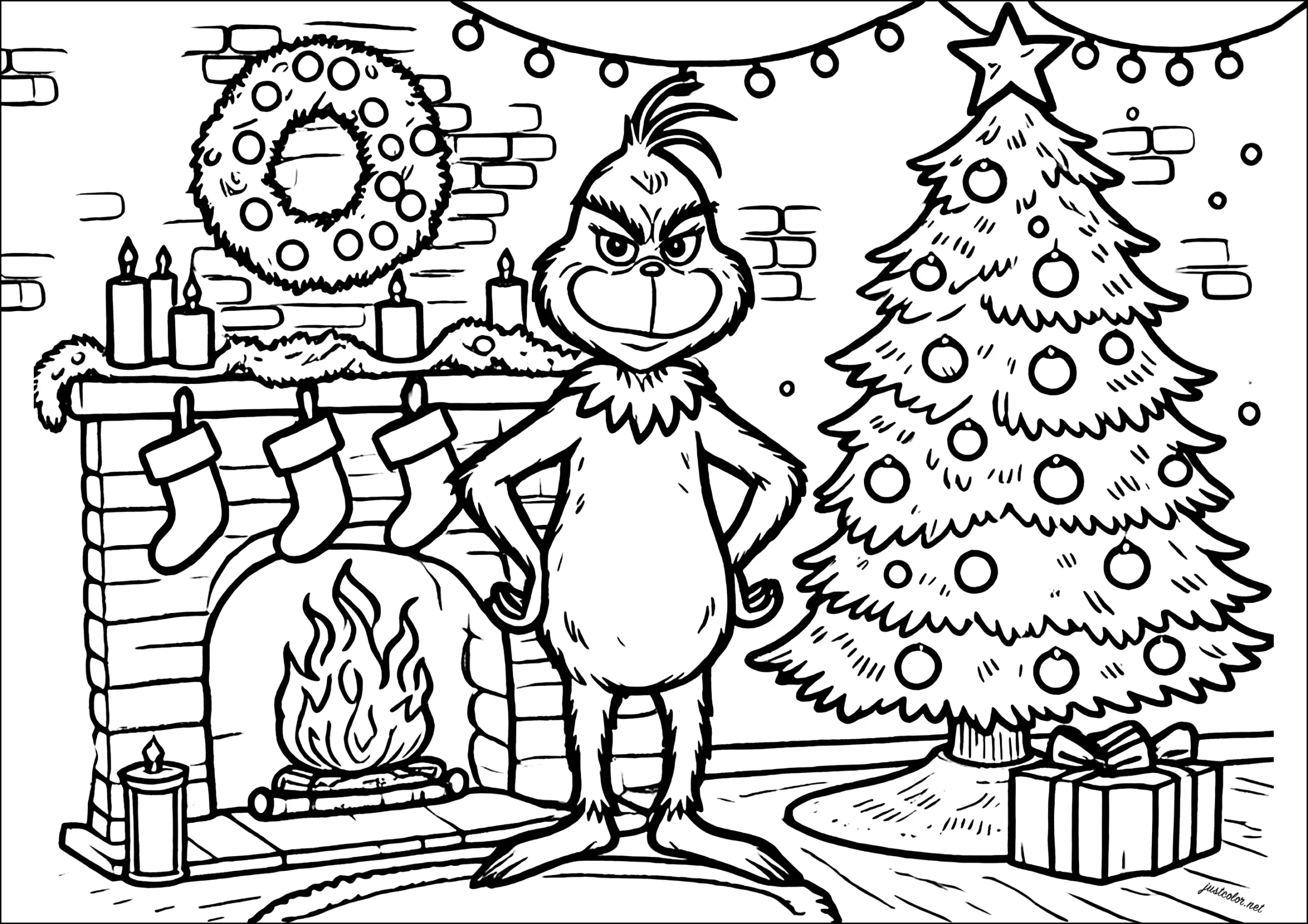 The Grinch In Front Of A Fireplace And A Christmas Tree - The throughout Printable Grinch Christmas Tree Template