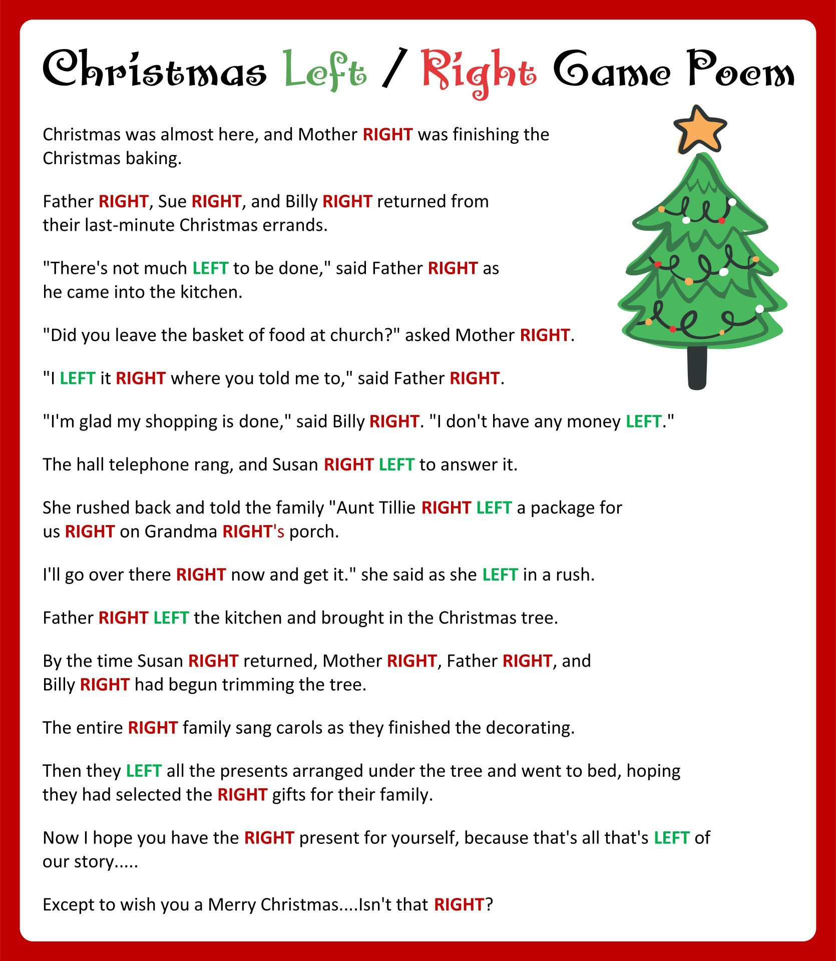 The Left Right Christmas Story in Left Right Christmas Nativity Game Printable