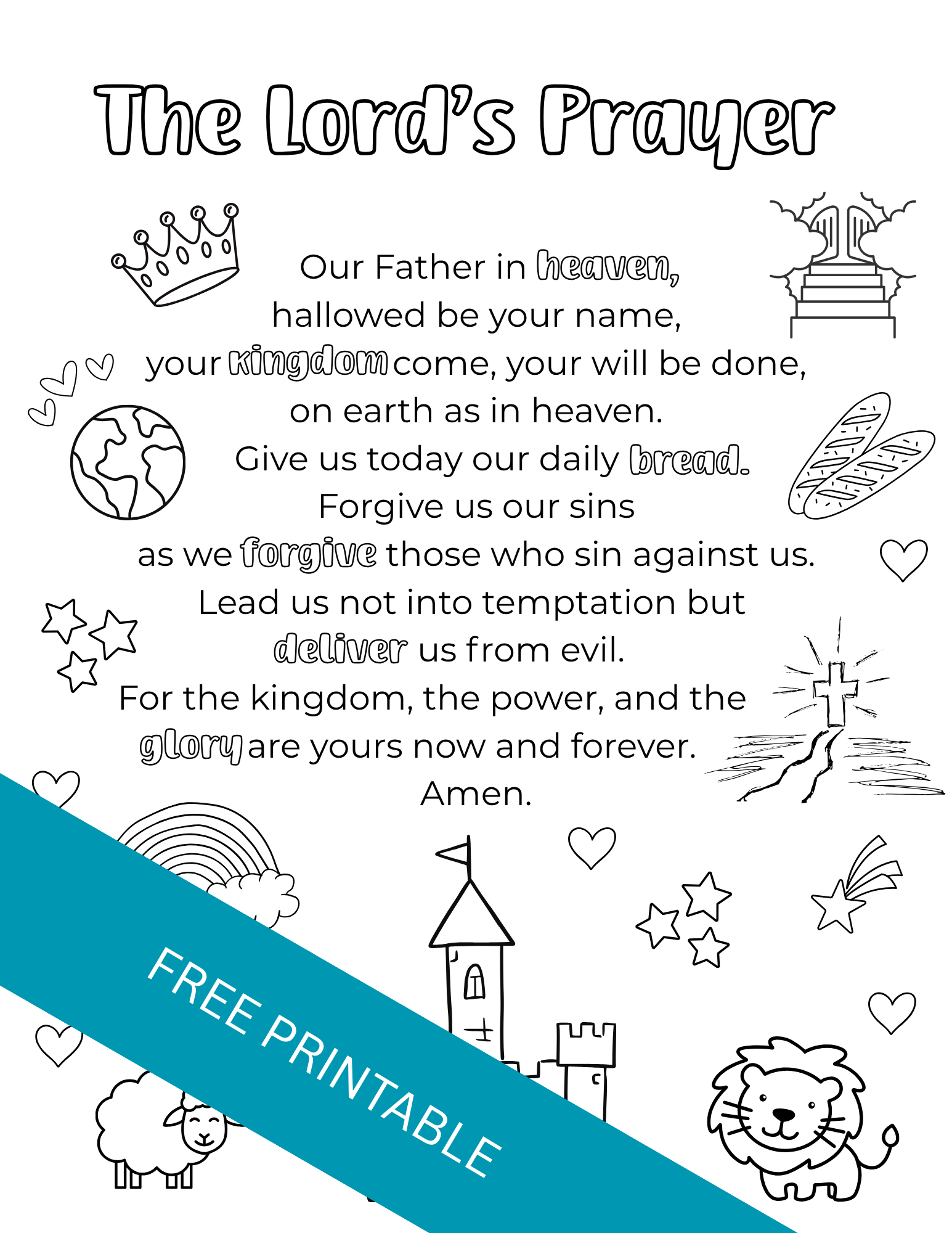 The Lord'S Prayer Printable For Kids - Out Upon The Waters throughout The Lords Prayer Free Printable