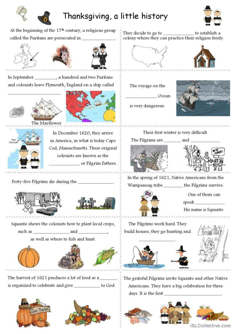 The Origins Of Thanksgiving: English Esl Worksheets Pdf & Doc regarding The History Of Thanksgiving Worksheet