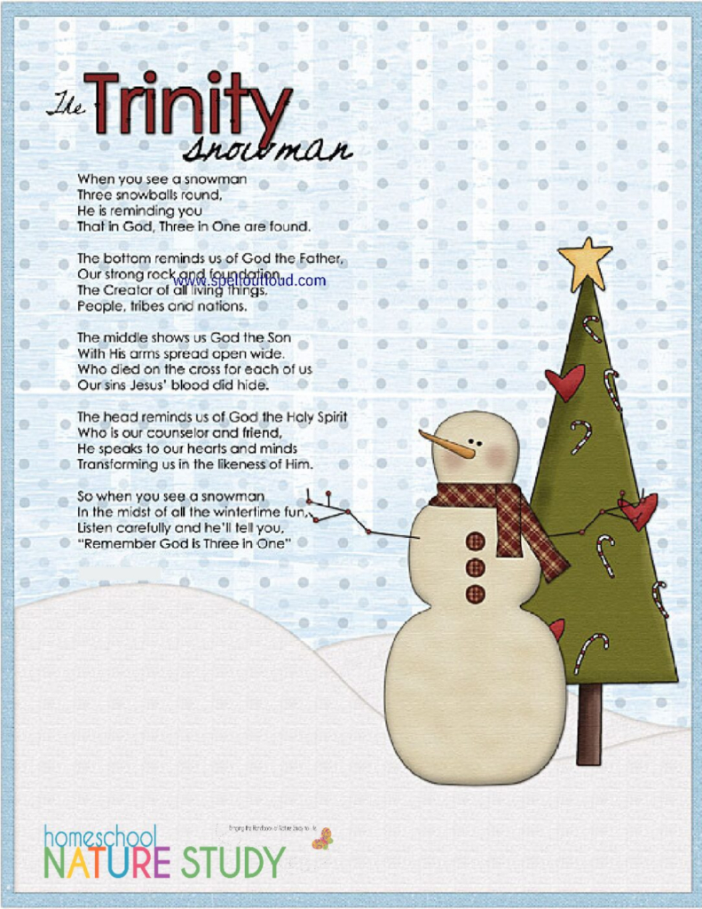 The Trinity Snowman Poem And Christmas Card - Homeschool Nature Study for Printable Snowman Poem