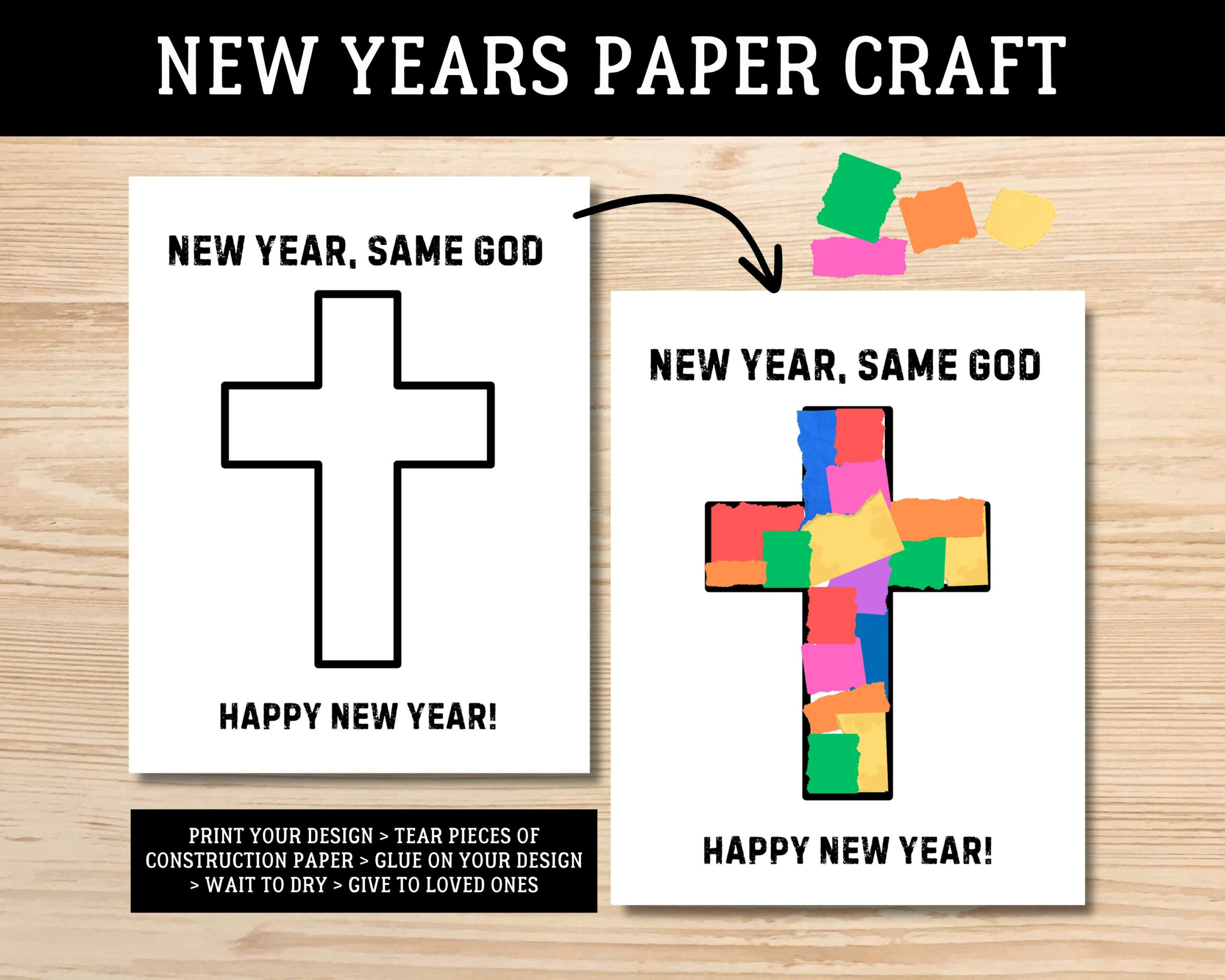 Thepapermemoriesco - Etsy regarding New Years Sunday School Craft Printable