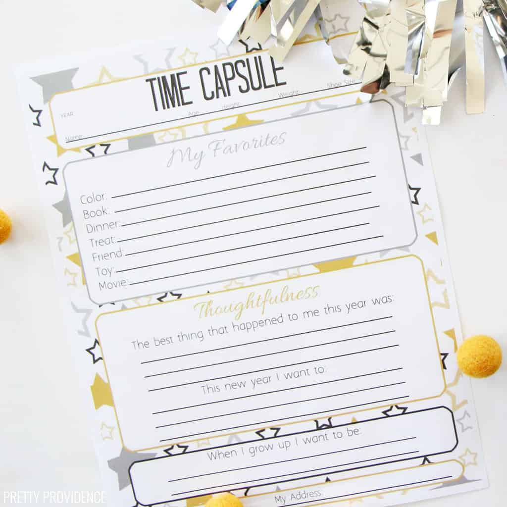 Time Capsule Questions Printable - New Years Activities For Kids throughout New Year&amp;#039;S Eve Time Capsule Printable
