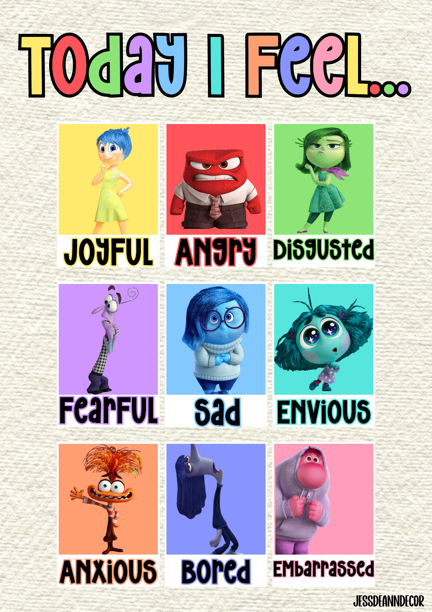 Today I Feel Png | Inside Out Characters | Cartoon Emotions with regard to Inside Out Emotions Chart Printable