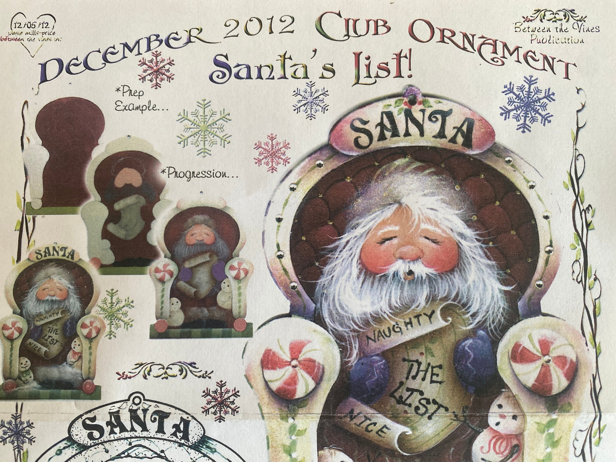 Tole Painting Pattern : Santa&amp;#039;S Listjamie Mills-Price - Etsy intended for Printable Christmas Tole Painting Patterns