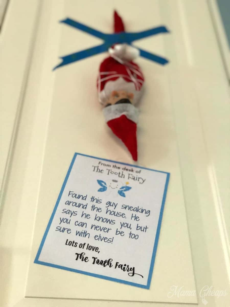 Tooth Fairy Ties Elf On The Shelf With Floss + Printable Note inside Elf On The Shelf Tooth Fairy Printable