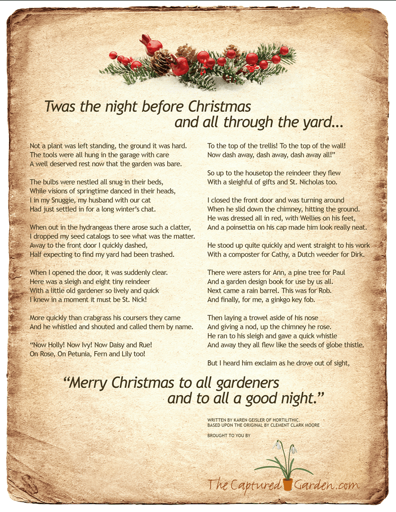 Twas The Night Before Christmas - Gardener'S Version - The inside Printable Poem Twas The Night Before Christmas