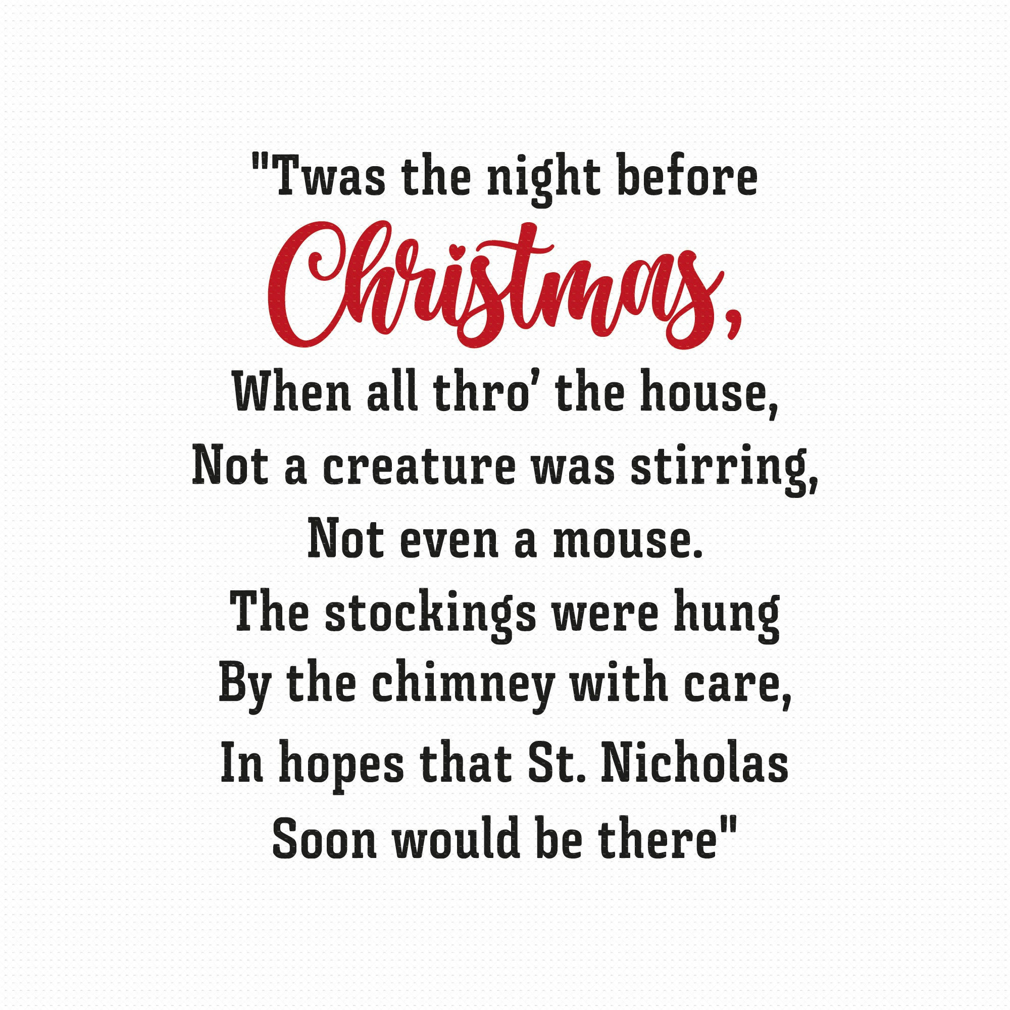 Twas The Night Before Christmas Svg Png Eps Pdf Files, Christmas inside Twas the Night Before Christmas Poem Short Version Printable