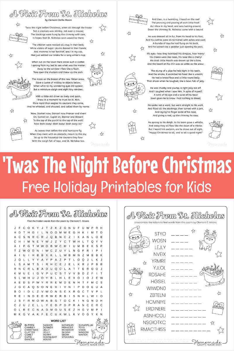 Twas The Night Before Christmas - Worksheets Library with Twas the Night Before Christmas Activity Printable