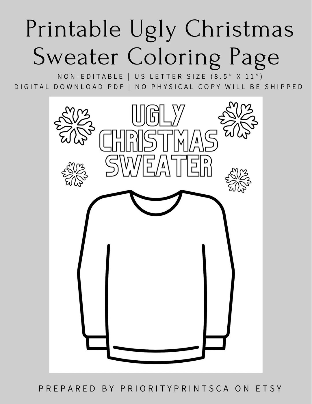 Ugly Christmas Sweater Coloring Page | Colouring Page | Christmas with Ugly Christmas Sweater Printable