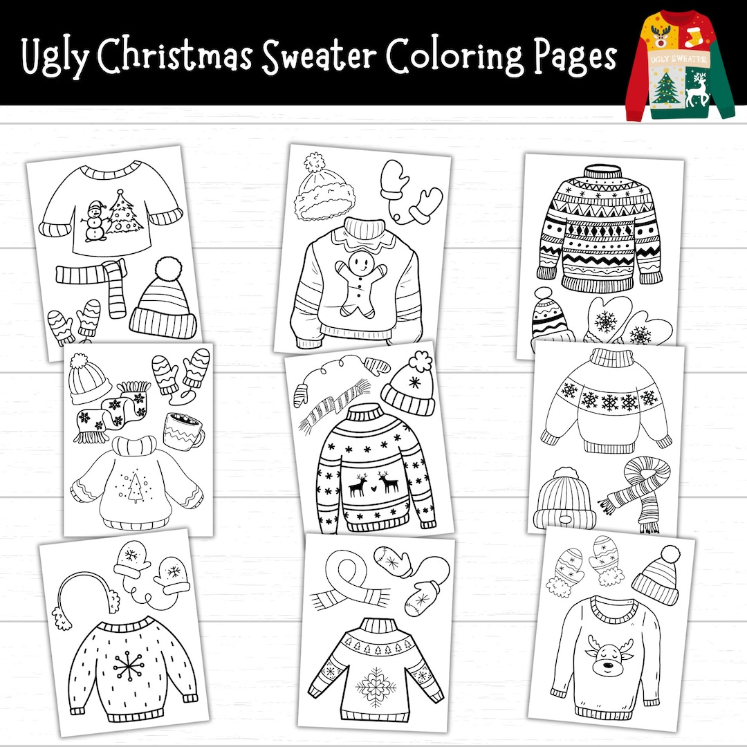 Ugly Christmas Sweater Coloring Pages, Ugly Christmas Sweater with Ugly Sweater Coloring Printable