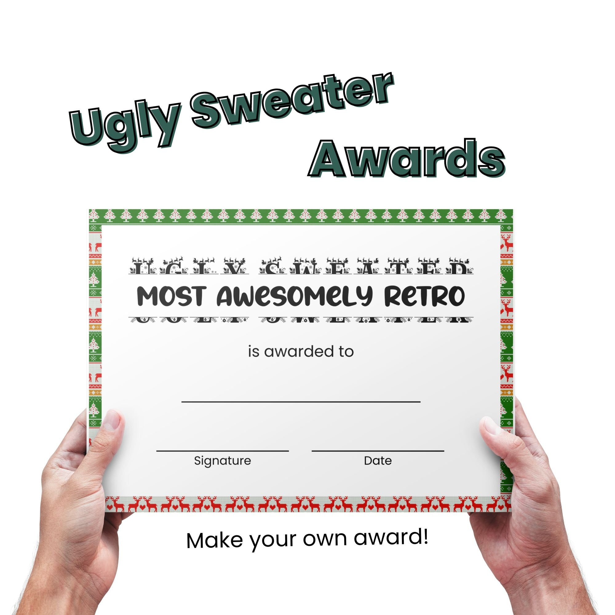 Ugly Sweater Award Zertifikate, Ugly Sweater Party Award Vorlage with regard to Ugly Christmas Sweater Awards Printable