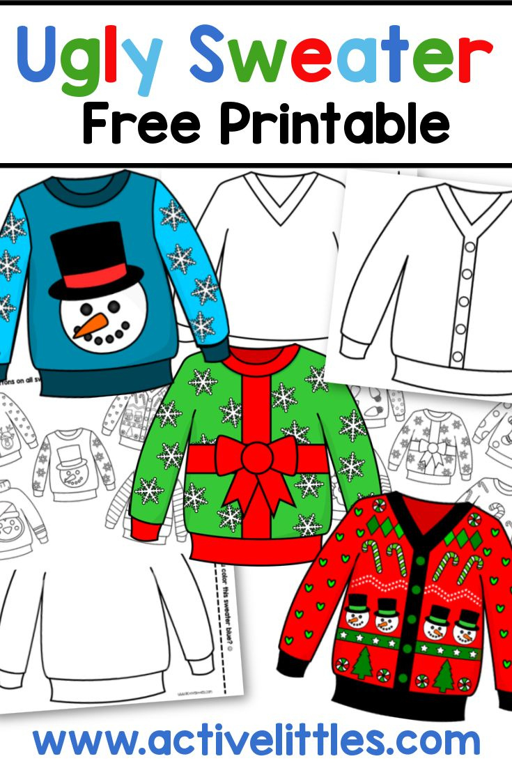 Ugly Sweater Free Printable For Toddlers And Preschool - Active inside Ugly Sweater Template Printable