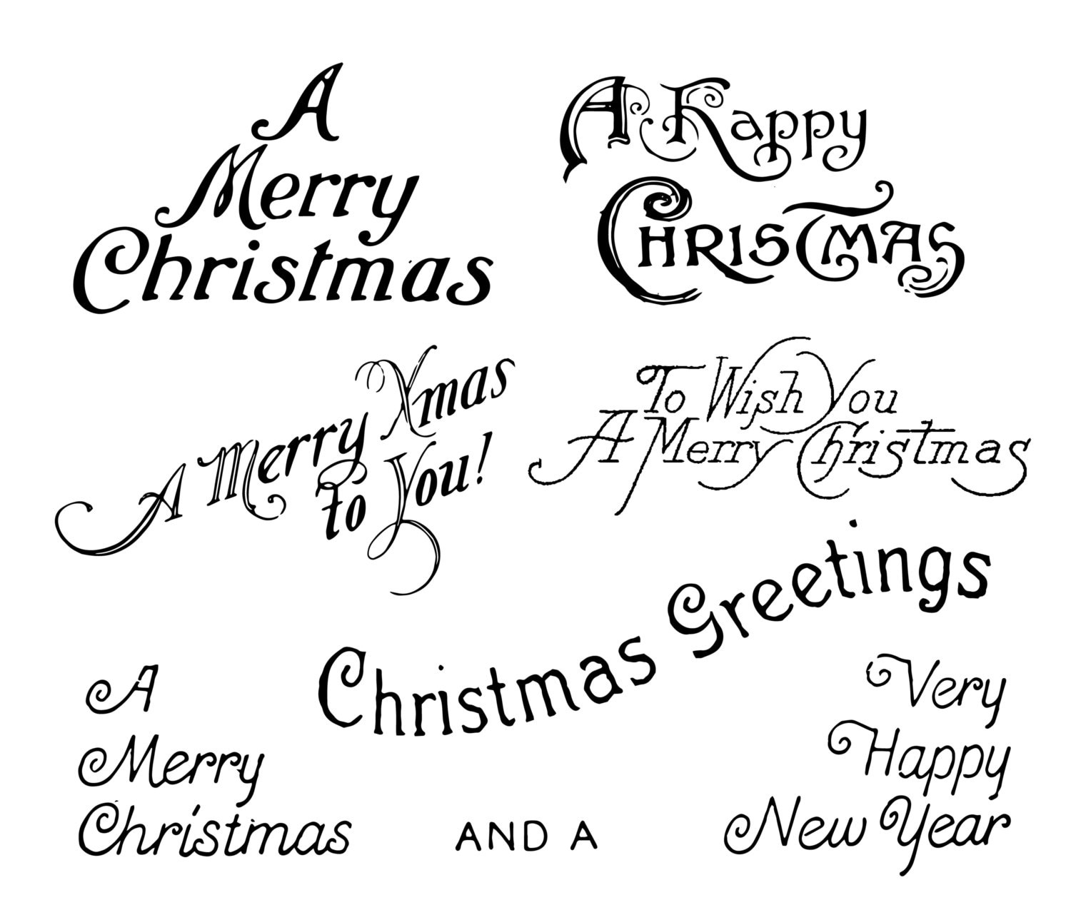 Vector Christmas Words Text Illustration - Antique Digital throughout Printable Christmas Word Art