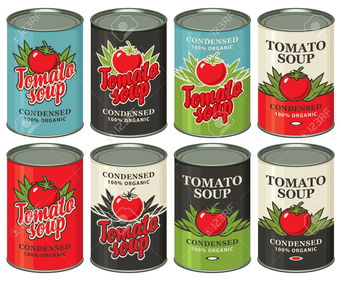 Vector Set Of Tin Cans With Various Labels For Condensed Tomato intended for Free Soup Can Label Template
