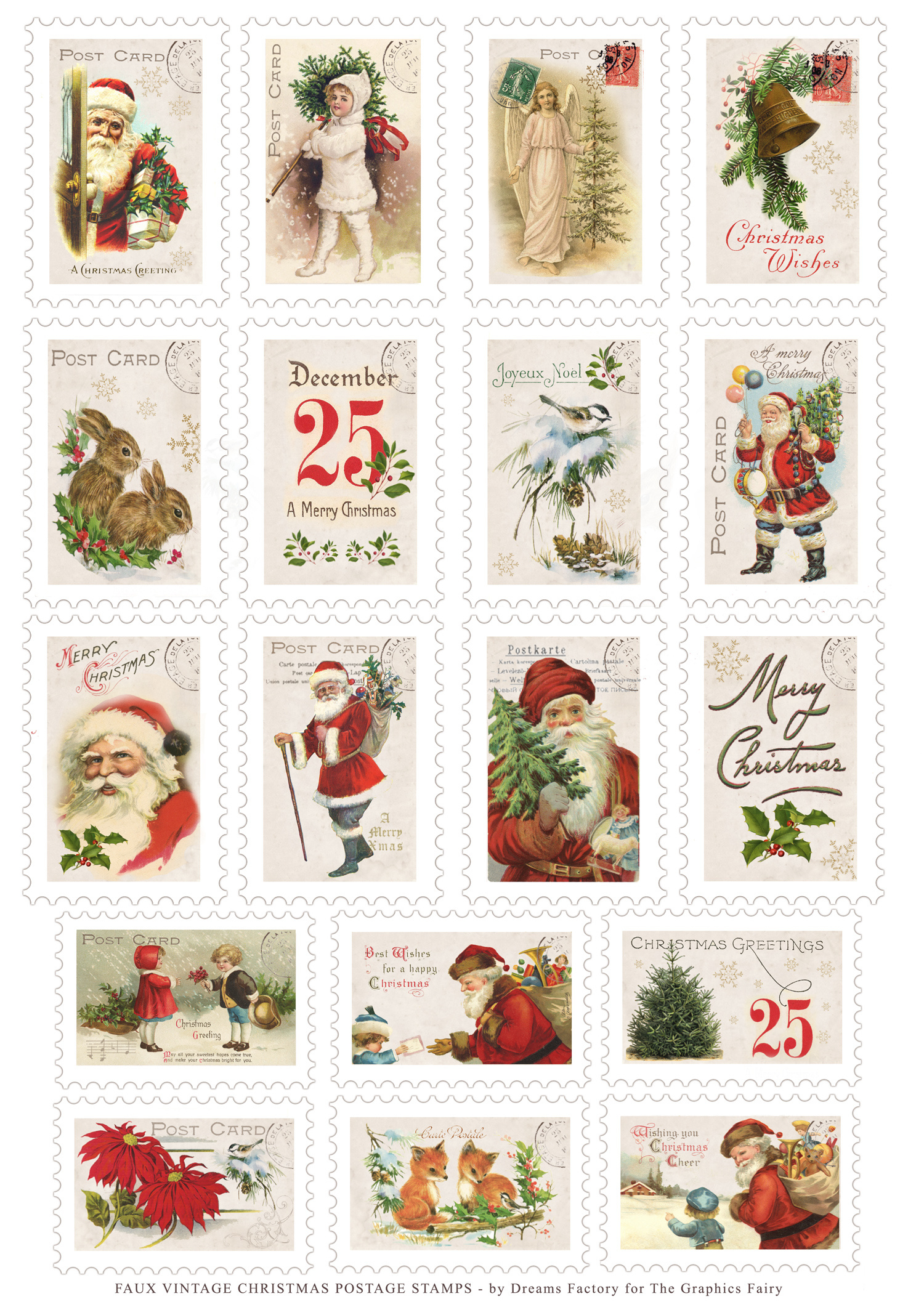 Vintage Christmas Stamps Printable! - The Graphics Fairy with regard to Printable Christmas Postage Stamps