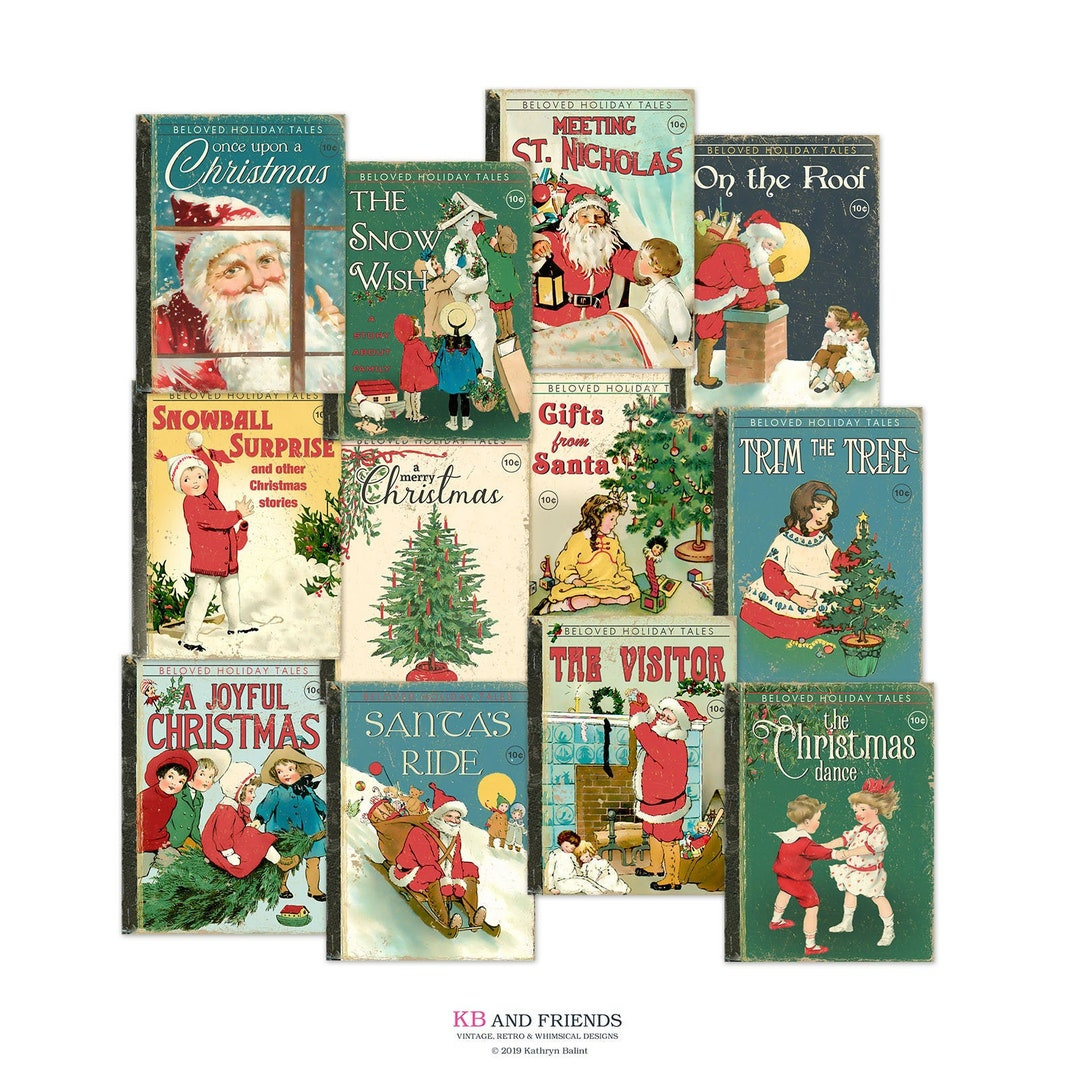Vintage Style Christmas Book Covers: Printable Ephemera Cards throughout Christmas Book Covers Printable