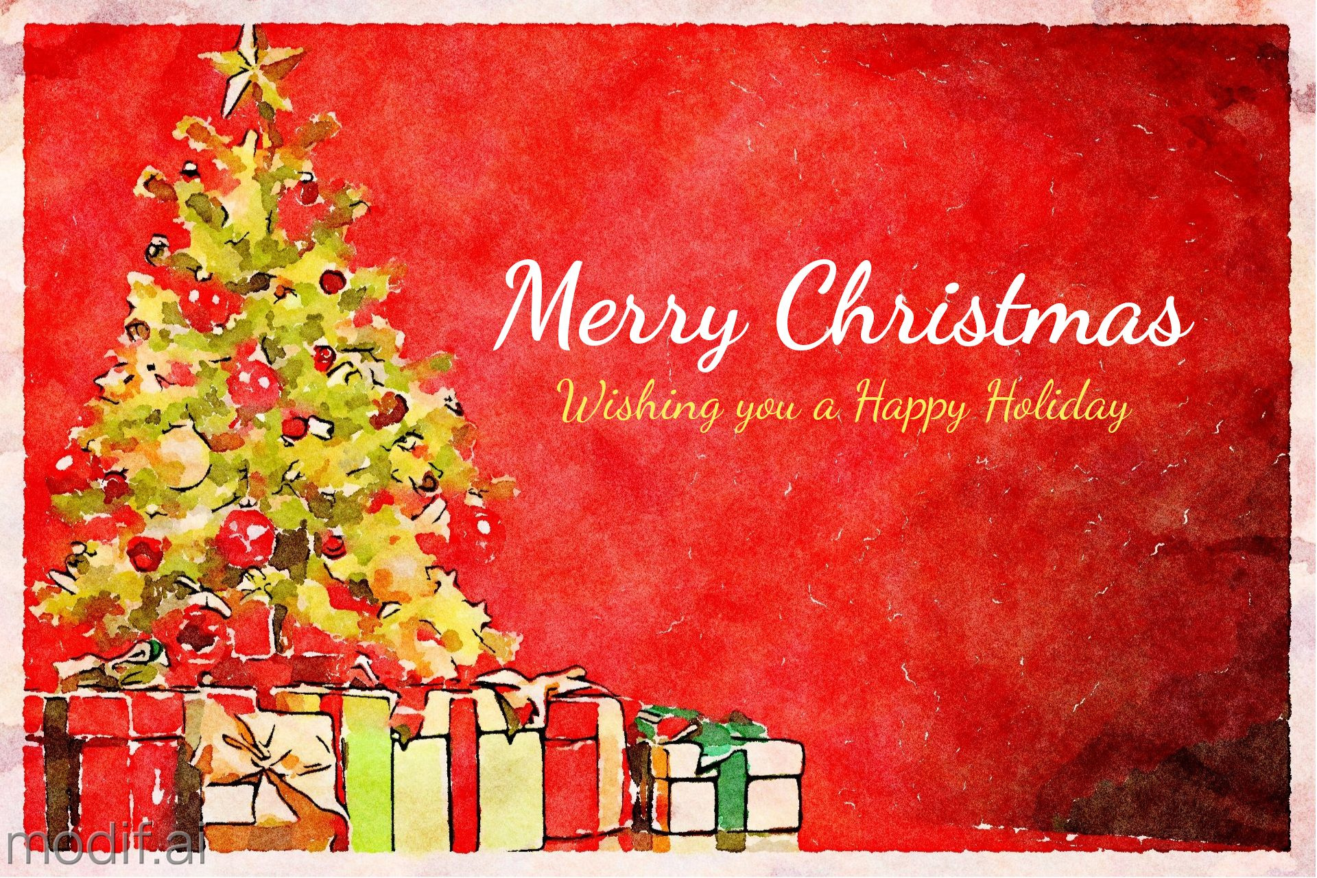Watercolor Christmas Gift Greetings Card Template - Mediamodifier for Christmas Gift Note Template