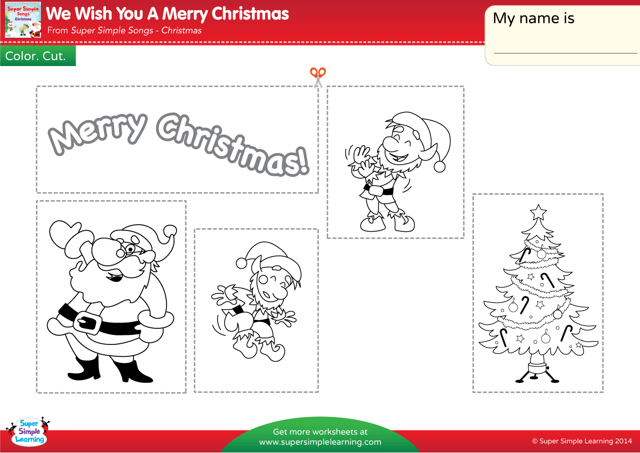 We Wish You A Merry Christmas Worksheet - Color, Cut, & Paste with regard to Christmas Cut and Paste Worksheets