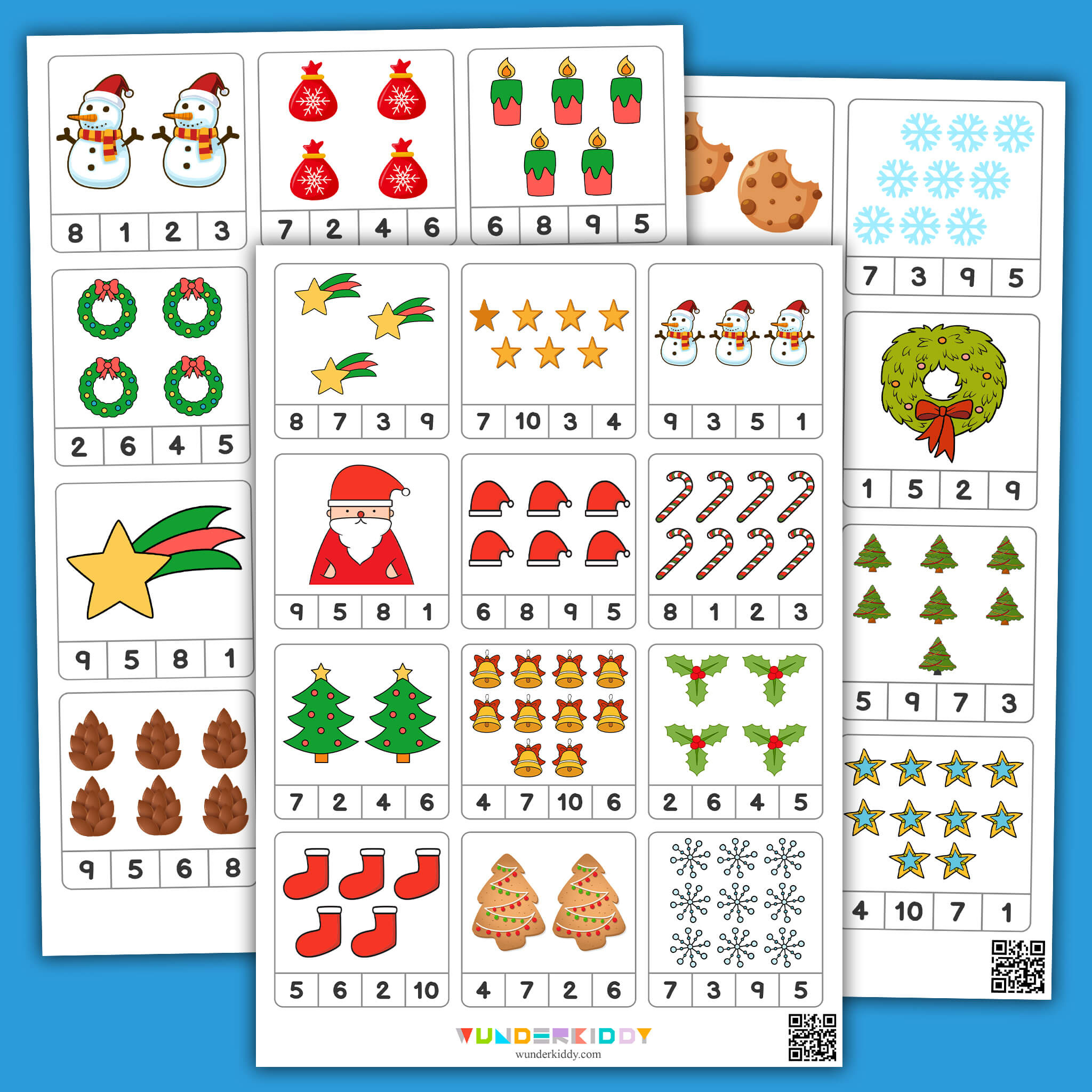 Weihnachtliche Karten Zum Zählen Bis 10 Zum Ausdrucken Für Kinder within Christmas Counting Worksheets