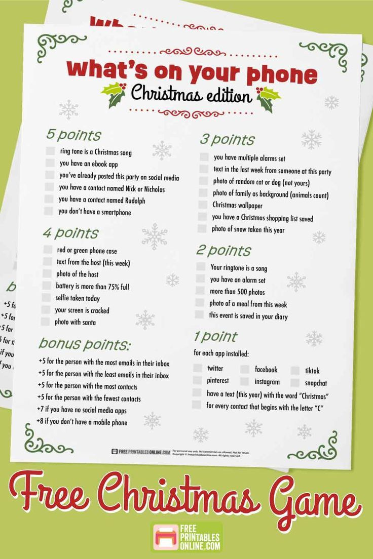 What'S In Your Phone Christmas Game Free Printable pertaining to What's in Your Phone Christmas Game Free Printable