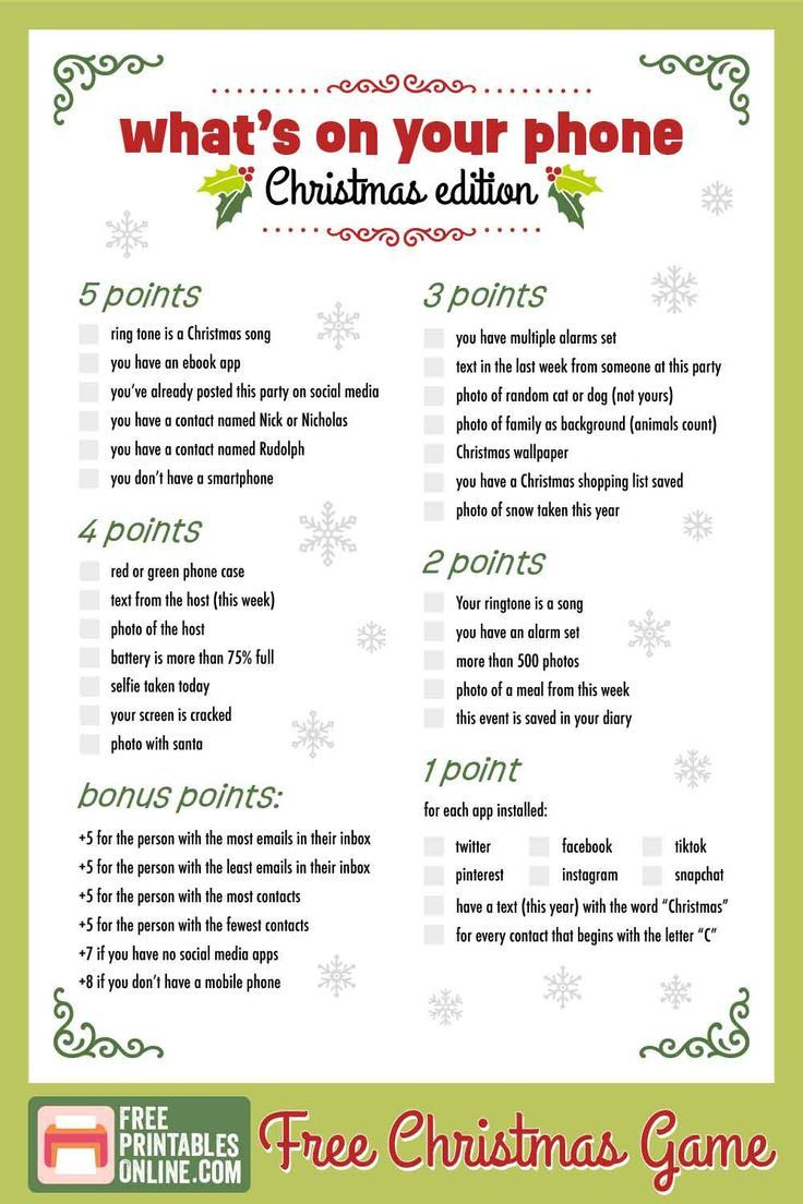 What&amp;#039;S On Your Phone Christmas Game regarding Christmas Games Online Free Printable