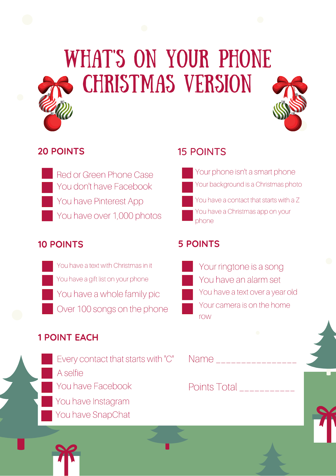What'S On Your Phone Party Game #12Daysofchristmasideas pertaining to What's in Your Phone Christmas Game Free Printable