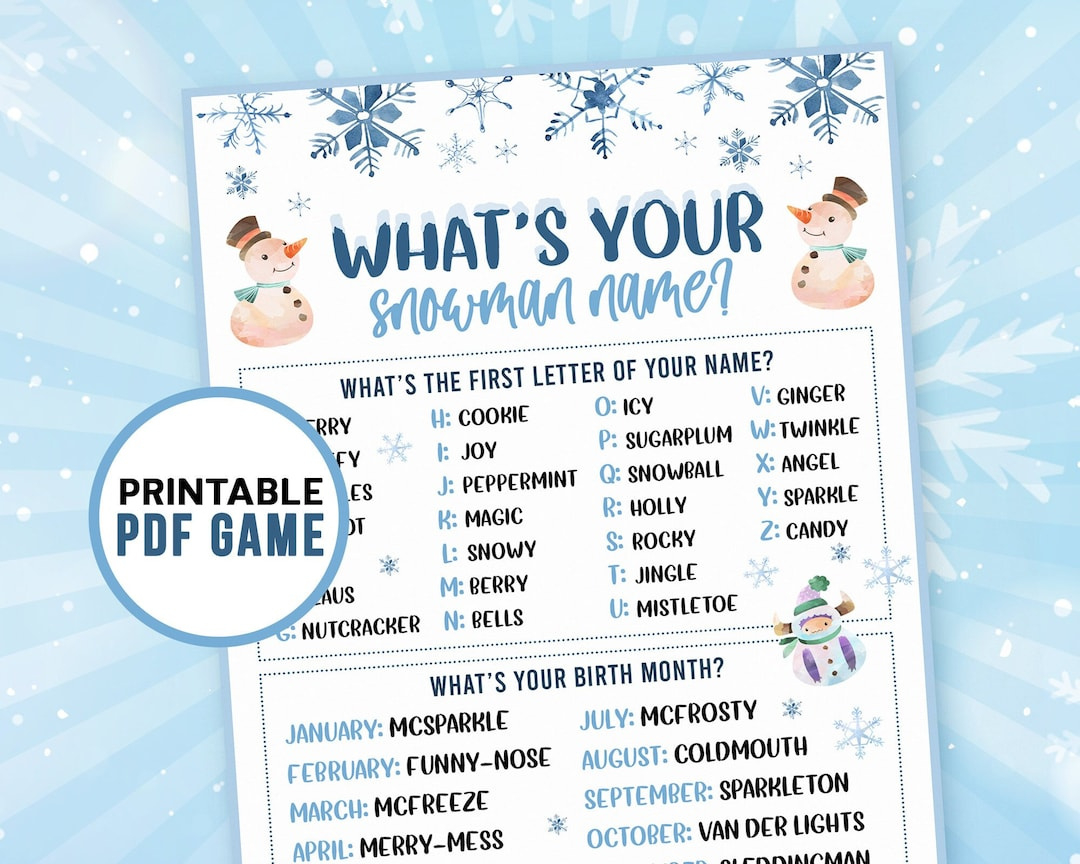 What'S Your Snowman Name - Mom. Wife. Busy Life. regarding What's Your Snowman Name Free Printable