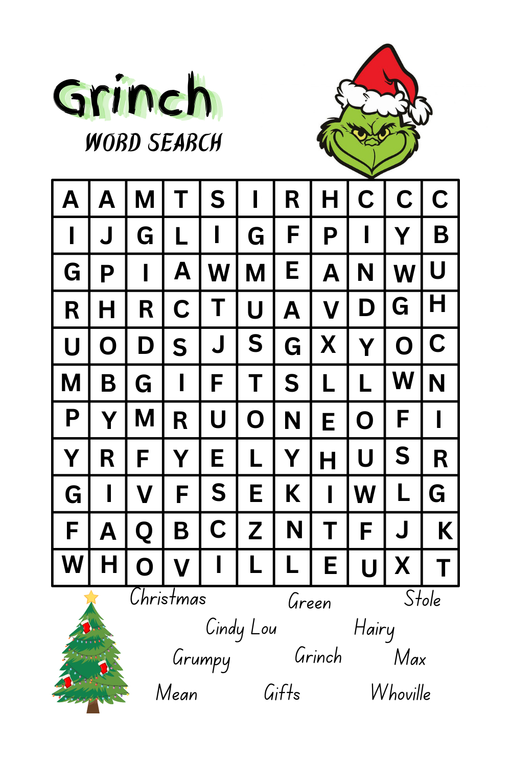 Whimsical Grinch Word Search For Kids | Fun Christmas Activity! intended for Grinch Word Search Printable