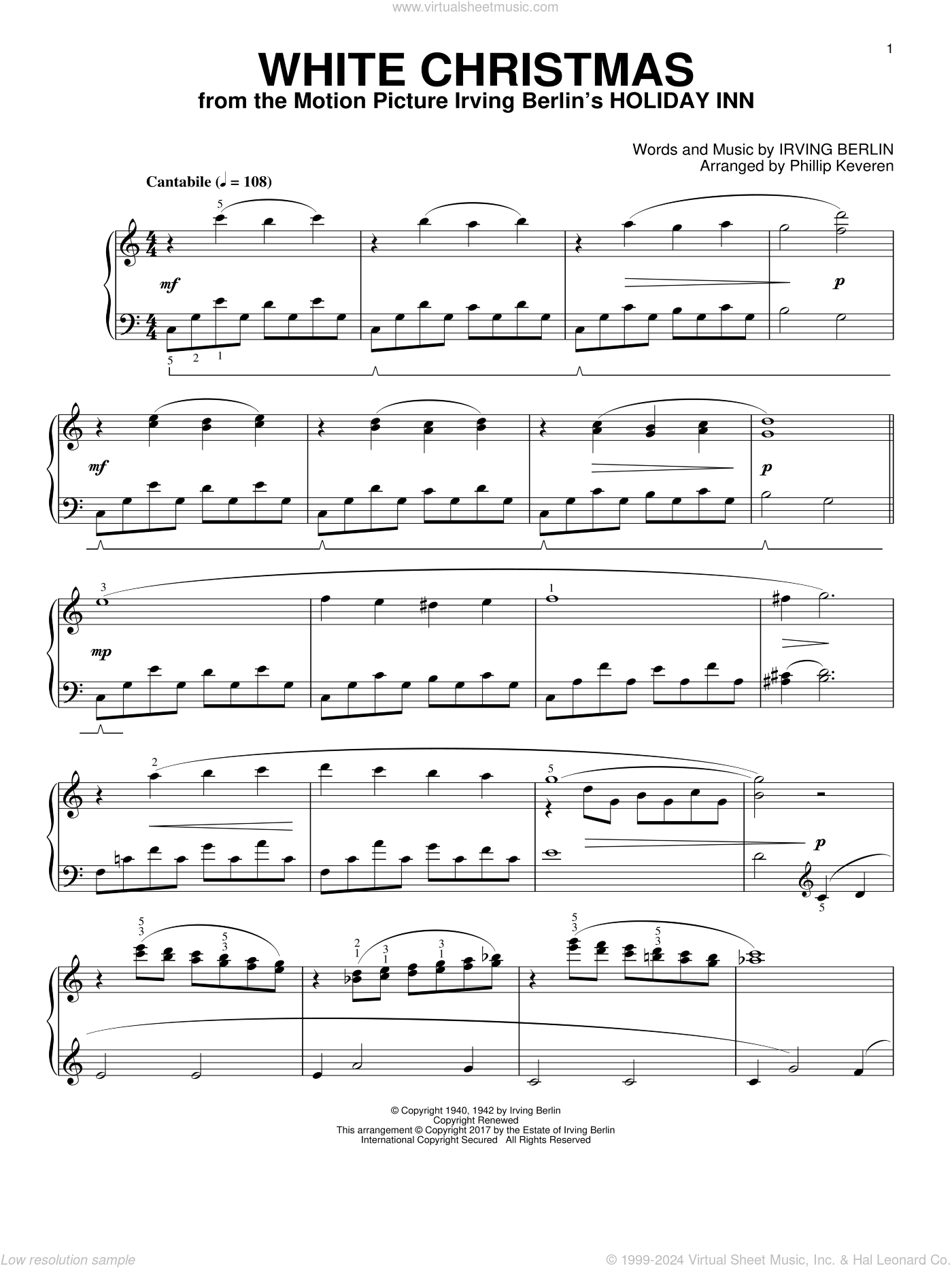 White Christmas [Classical Version] (Arr. Phillip Keveren) Sheet with regard to Christmas Piano Sheet Music Printable