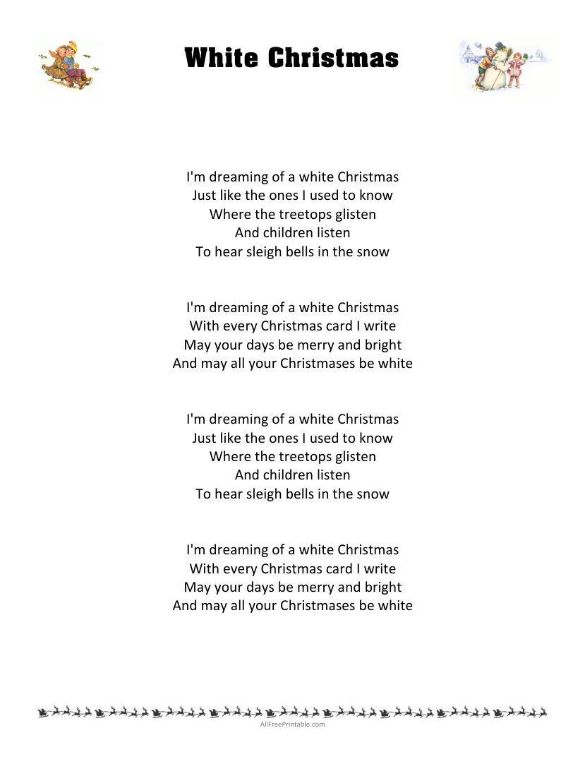 White Christmas Lyrics – Free Printable inside White Christmas Lyrics Printable