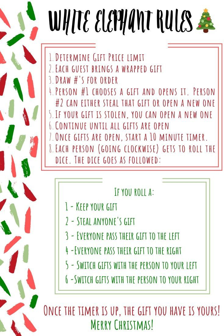 White Elephant Christmas Game Rules intended for White Elephant Printable Rules And Numbers