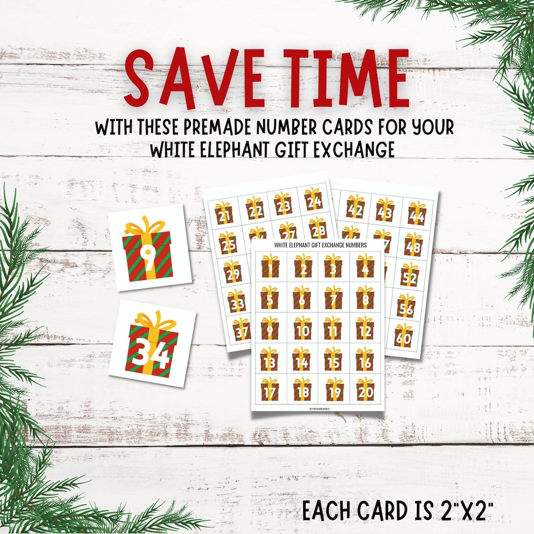White Elephant Gift Exchange Printable Numbers | Editable Download For White Elephant Gift Christmas Party | Holiday Party Games Pdf - Etsy pertaining to Free Printable Numbers For White Elephant Gift Exchange
