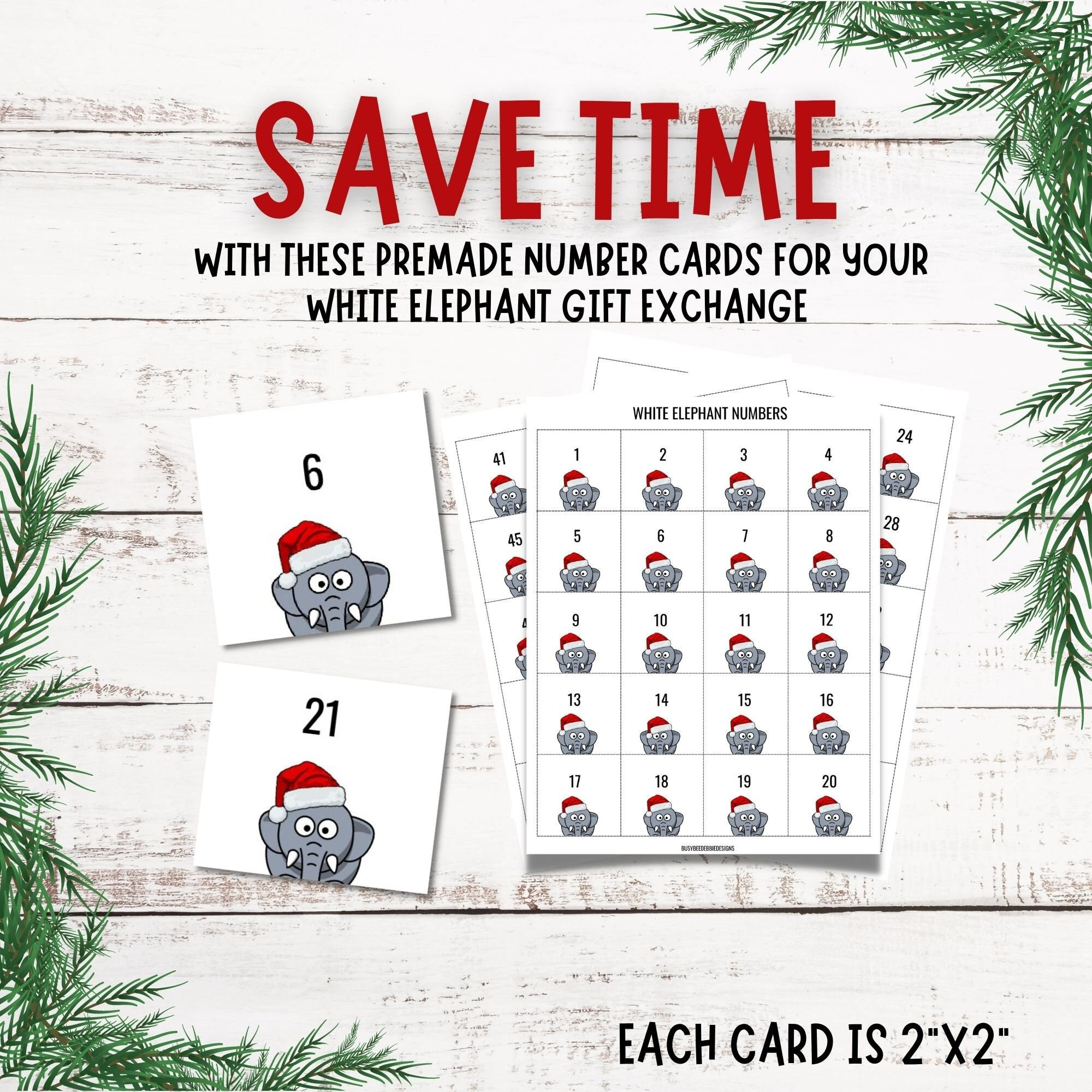 White Elephant Gift Exchange Printable Numbers | Editable Download regarding Free Printable White Elephant Numbers