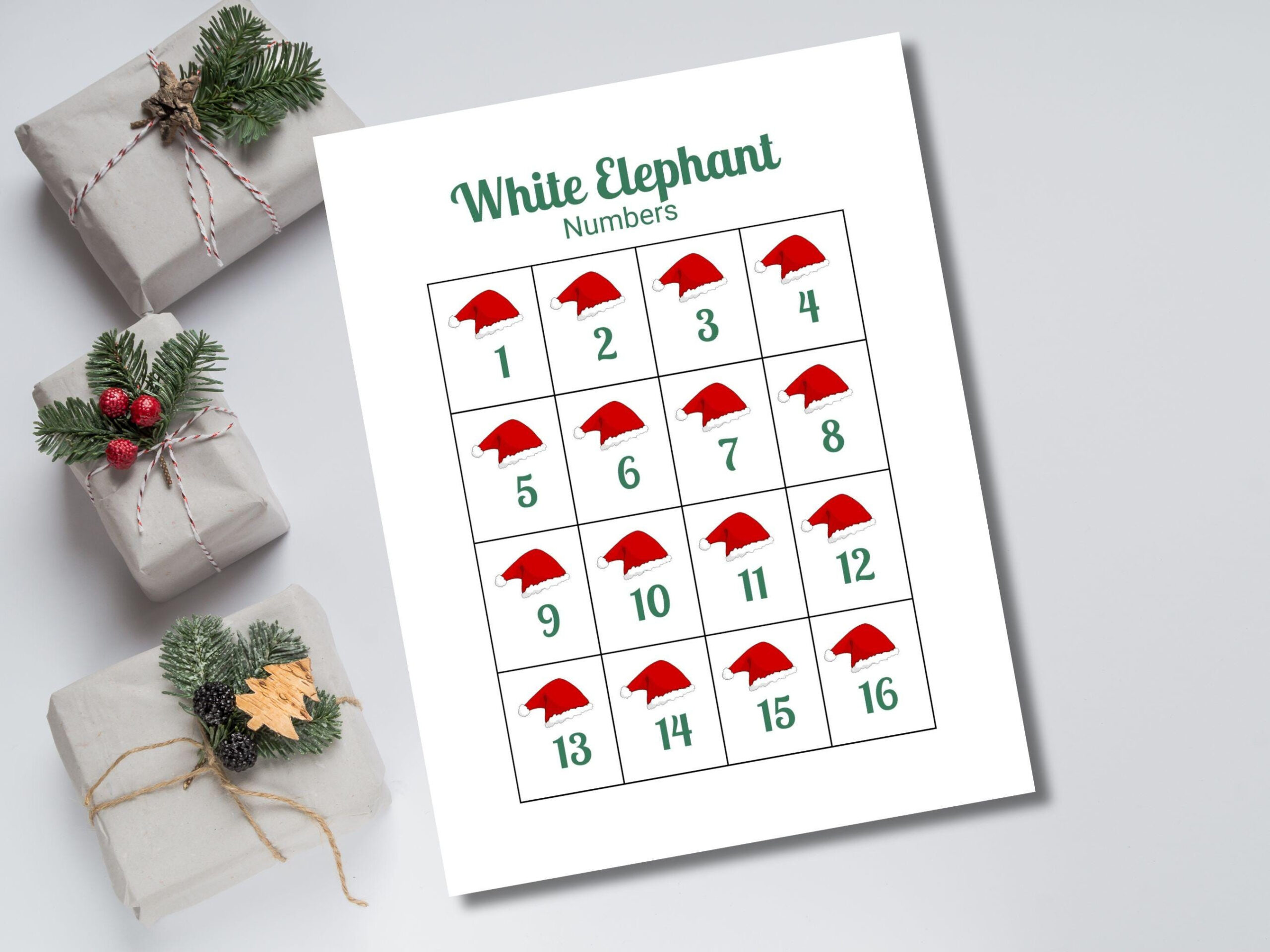 White Elephant Numbers, Gift Exchange Numbers, Christmas Gift Swap Game with Christmas White Elephant Numbers