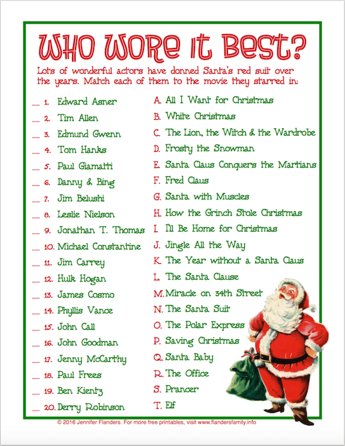 Who Wore It Best? Christmas Party Game - Flanders Family Home Life for Christmas Games For Family Free Printable