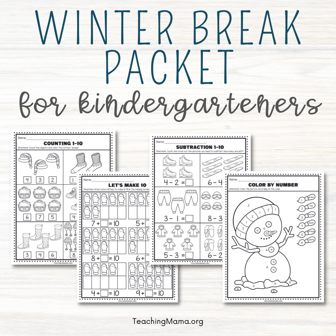 Winter Break Math Packet For Kindergarteners - Teaching Mama throughout Holiday Break Packet Printable