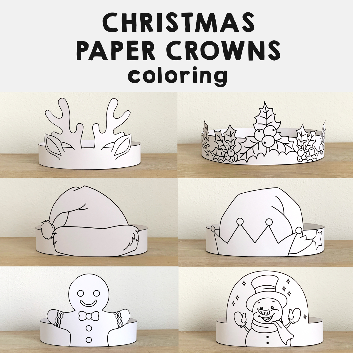 Winter Christmas Hats Crowns Printable Paper Coloring Craft with regard to Christmas Crown Printable Free