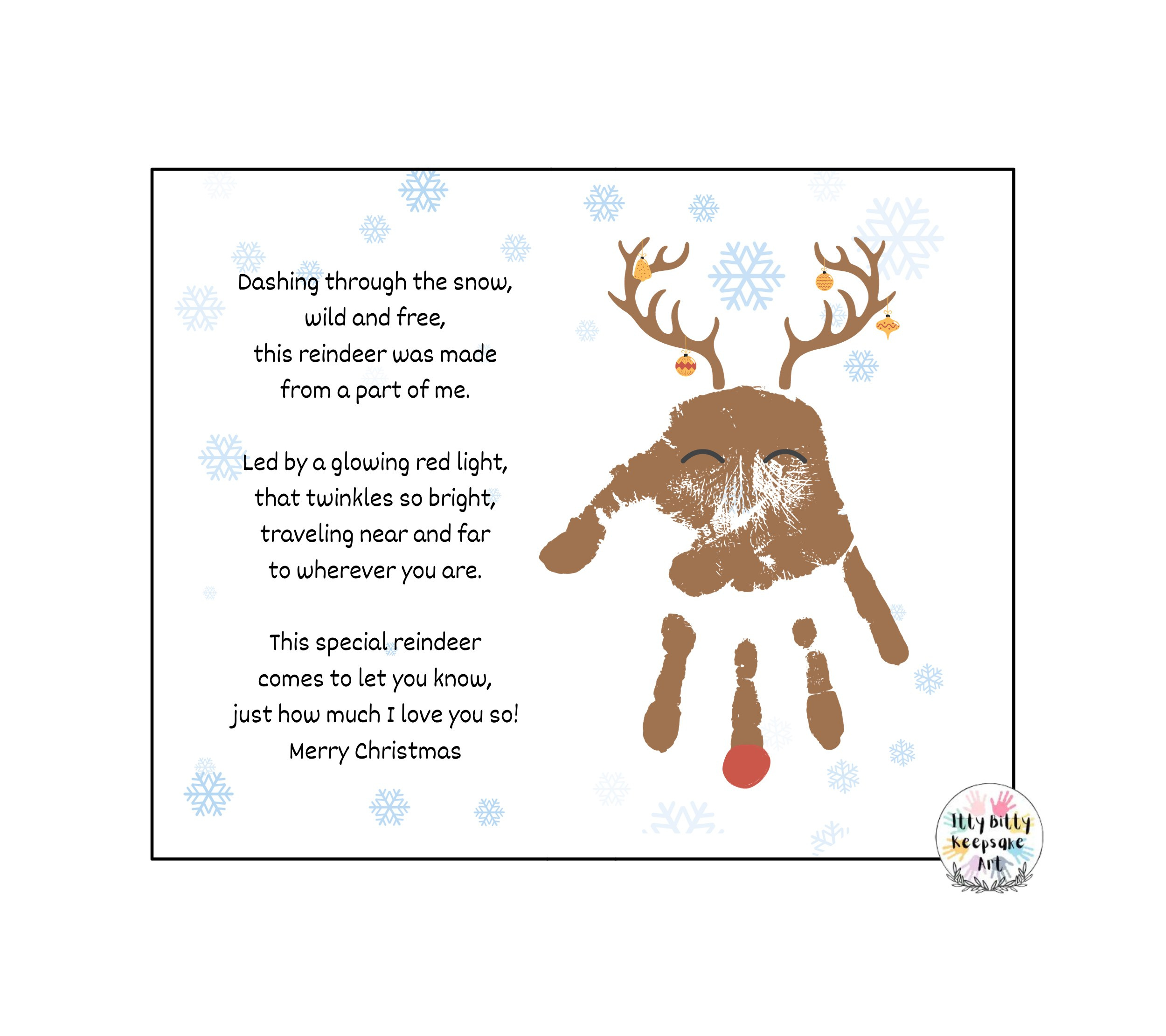 Winter Handprint Craft Art Printable Template / Winter Activity in Christmas Handprint Crafts Printable