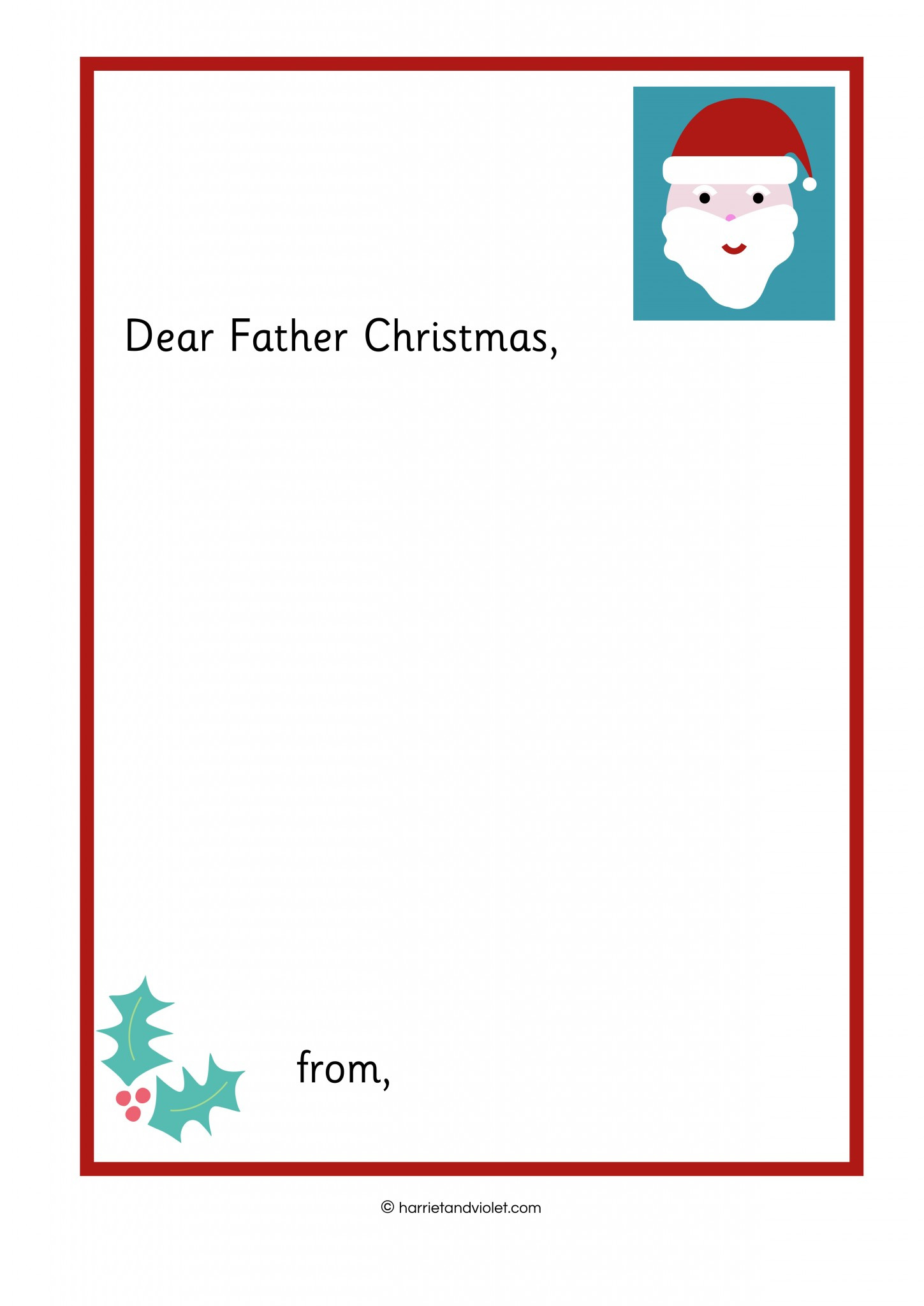 Writing A Letter To Father Christmas - Printable Teaching with Free Printable Letter to Father Christmas