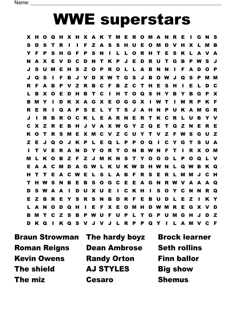 Wwe Superstars Word Search - Wordmint inside Free Printable Wwe Word Search