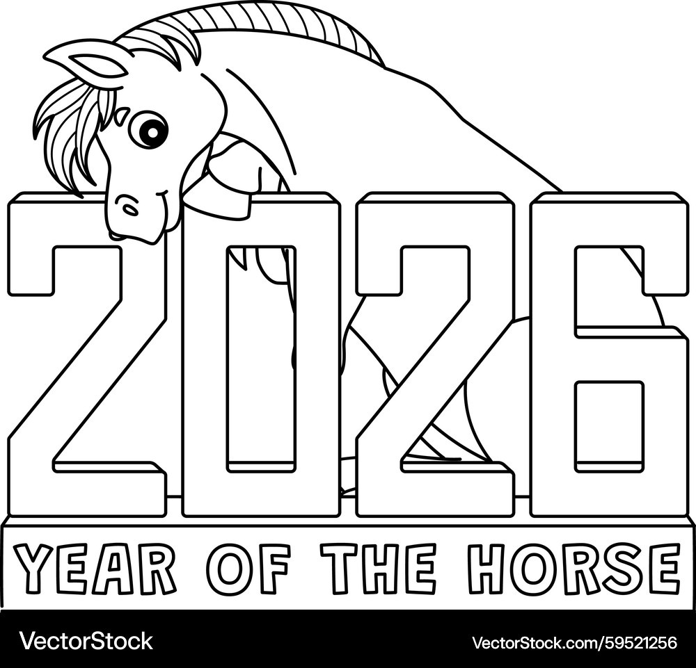 Year Of The Horse 2026 Coloring Page - Standee – Royalty-Free intended for Chinese New Year 2026 Coloring Page Printable